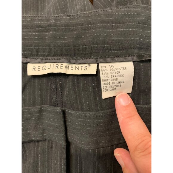 Requirements Pin Striped Dress Pants Womens Size 14 Black Business Casual AD1 - Picture 4 of 5